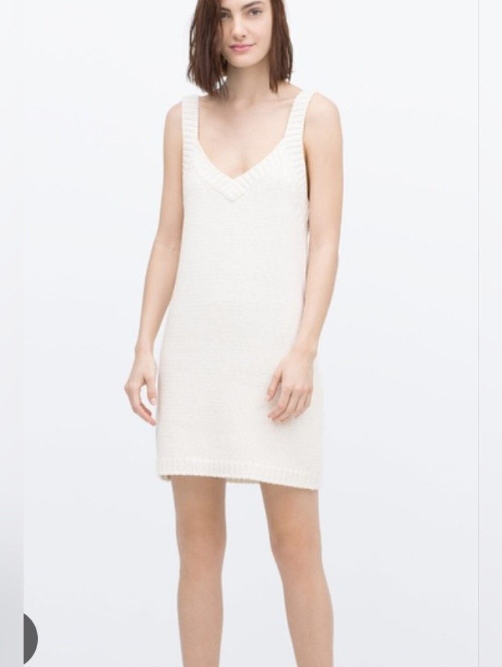 NWOT‎ V-Neck Knit Tank Dress in Cream M